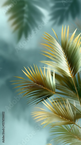 Vibrant Tropical Leaves Against a Soft Blurred Background in a Serene Setting