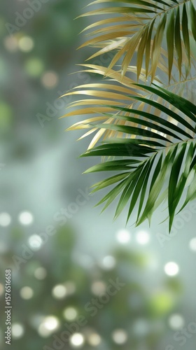 Vibrant Tropical Leaves Against a Soft Blurred Background in a Serene Setting