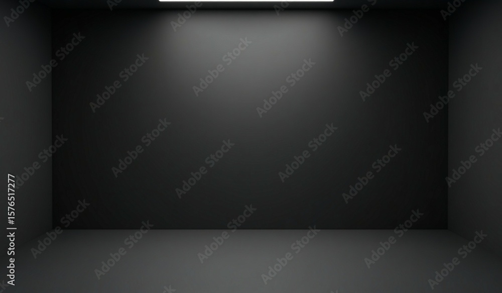 Obraz premium Black display on dark background with minimal style. Blank stand for showing product. 