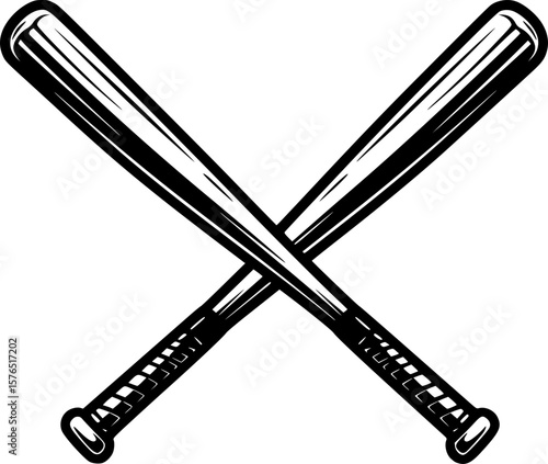 set of crossed baseball bat silhouette, black and white silhouette, vector and illustration
