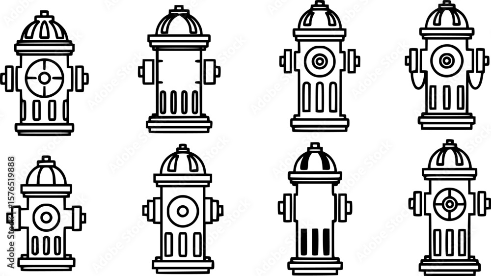 Obraz premium set of fire hydrant vector, vector and illustration, vector style 