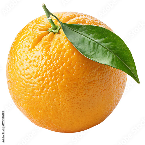 Orange, one orange with light falling on it from an angle, making it more visible and attractive, transparent background.