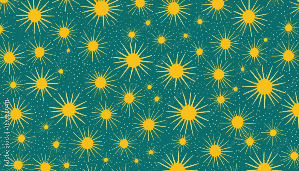 Whimsical Green Background Pattern with Yellow Stars in Repeating Layout for Festive and Decorative Use Whimsical Green Background Pattern with Yellow Stars in Repeating Layout for Festive and Decorative Use