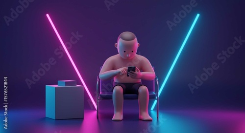 3d man with phone