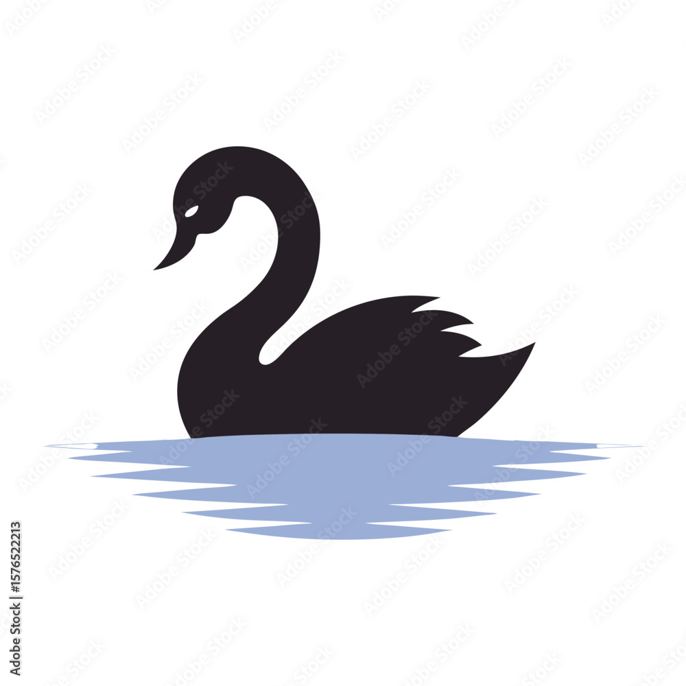 Obraz premium Swan Gliding In Moonlight Scene