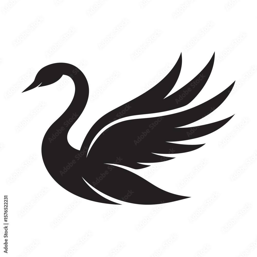 Obraz premium Swan Flying With Graceful Wingspan