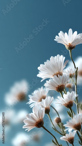 Beautiful Wildflowers Bloom Under Clear Blue Sky in a Tranquil Outdoor Settin...