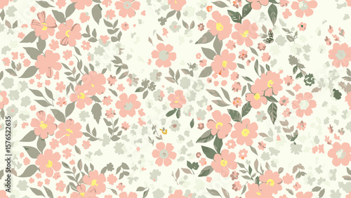 yellow flowers. White background. Liberty print. Floral seamless background. Beautiful template for fashion textile prints. Stock pattern, 