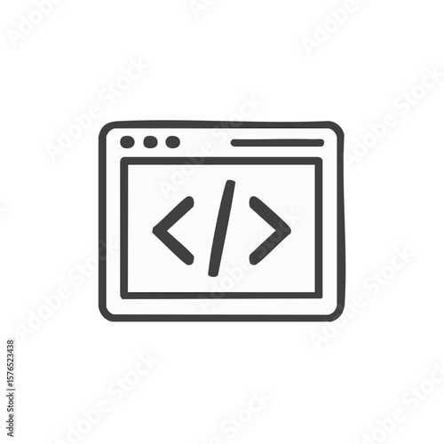 Coding Symbol Displayed on a Simplistic Browser Window Interface Website Development Programming Code