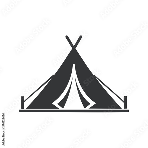 Illustration of a classic teepee silhouette in simple monochrome for camping or outdoor adventure themes