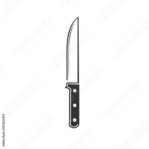 Slicing Knife Vector Illustration Kitchen Tool Chef Utensil Sharp Edge Silverware Cooking