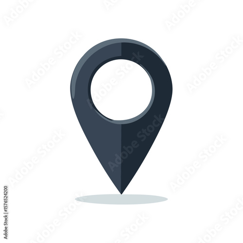 Dark pin marker, pinpointing the spot, navigation pointer for destination and location