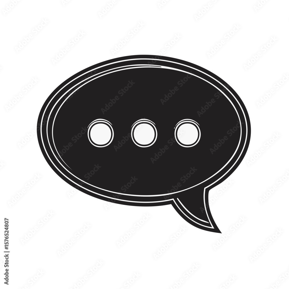 Fototapeta premium Black Speech Bubble with Three Dots Representing Typing Notification