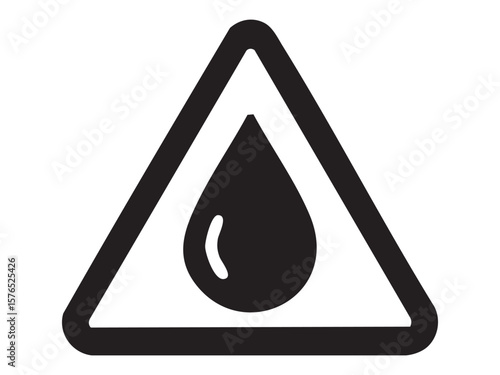 Environmental pollution warning icon with water drop sign, isolated on white background. concept of eco awareness, hazard signal, environmental conservation, safety symbol