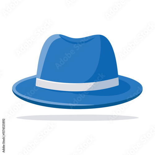 Classic Blue Trilby Hat with White Band Fashionable Headwear Accessory