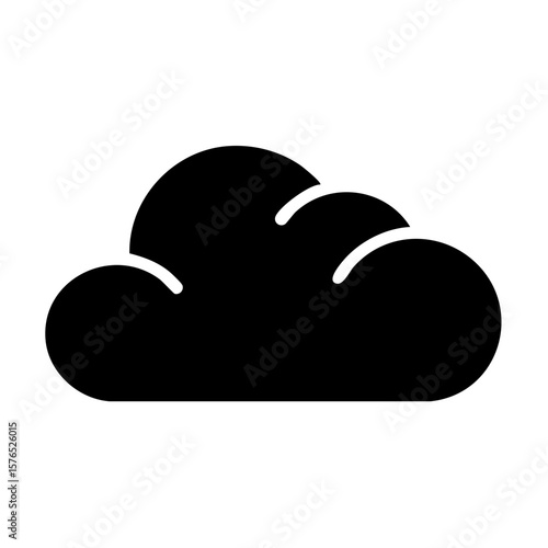 Isolated silhouette of puffy cumulus cloud shapes. Weather forecast elements. Black icon for meteorology apps, software, and graphic design.