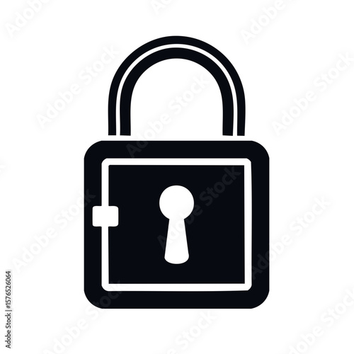 Secure padlock symbol representing privacy confidentiality and protection Black and White minimalist Style
