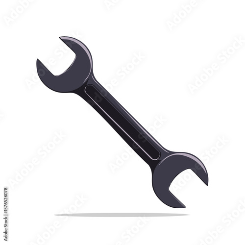 Cartoon illustration of a simple wrench with open end, a useful tool for repair and maintenance work