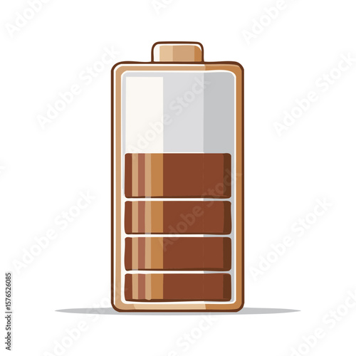 Half-Charged Battery Icon Illustration, Energy Level Indicator, Status Symbol