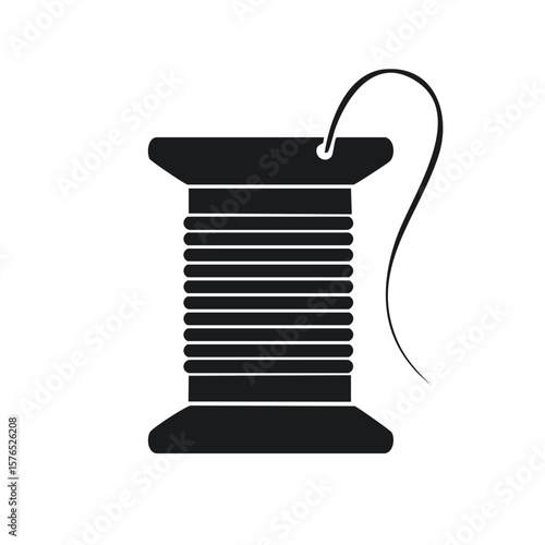 Monochrome spool holding thread for craft project sewing supplies haberdashery work and needlework art design silhouette