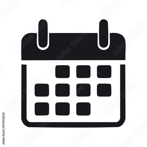 Stylized calendar icon with squares, black and white reminder concept, business and personal planning