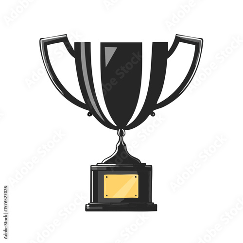 Elegant Black and Gold Trophy Illustration, Competition Achievement Icon