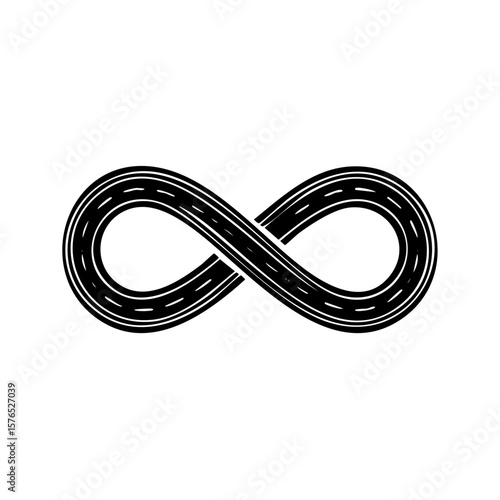 Infinity Road Continuous Asphalt Pathway Eternal Route Symbol Black and White