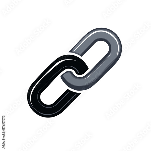 Interlocked chains symbolizing connection and partnership two linked elements in black and grey representing bonding association and dependence