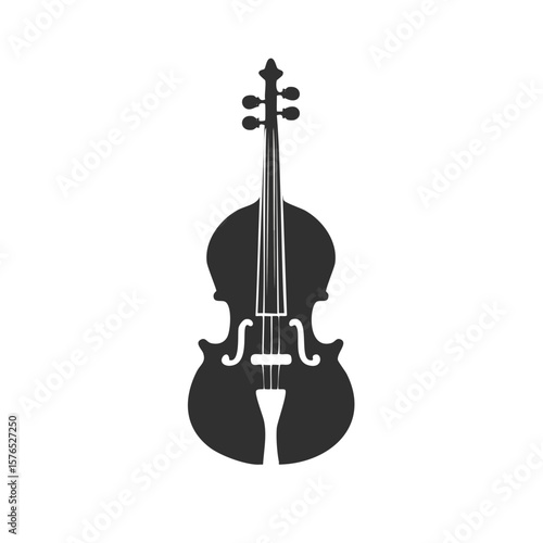 Detailed Silhouette of a Cello for Classical Music and Orchestral Designs Simple and Elegant
