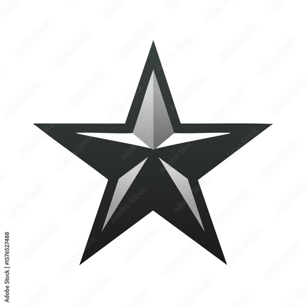 Obraz premium Modern Black Five Point Star Design Shining with Gradient Silver Inner Star Shape