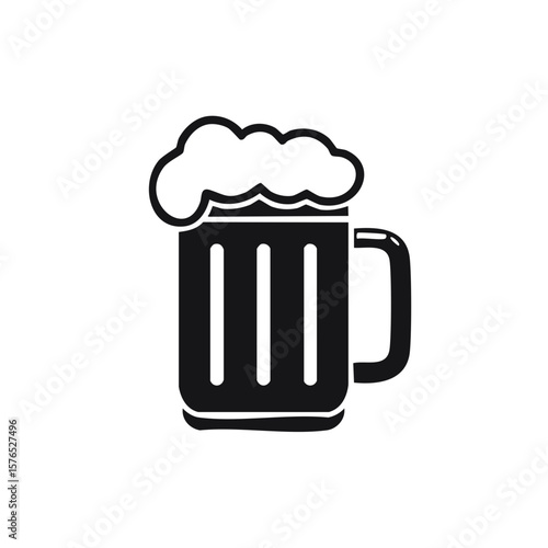 Stylized Beer Mug Icon with Foam Head for Brewery Branding or Pub Menu Graphics