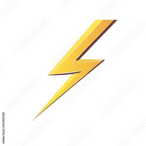 Golden Lightning Bolt Illustration Electrical Power Thunderstrike Symbol Sign Icon
