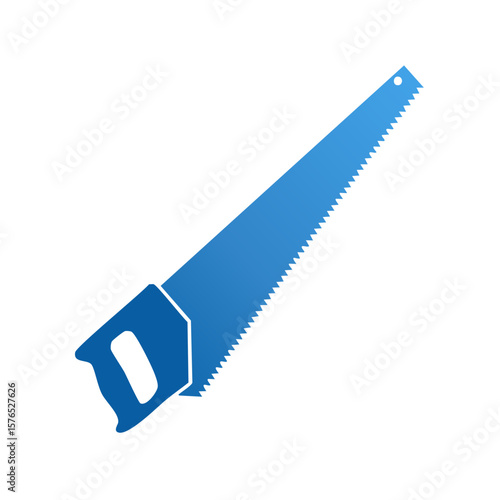 Hand Saw Blue Icon Vector Illustration Carpenter Tool for Woodworking