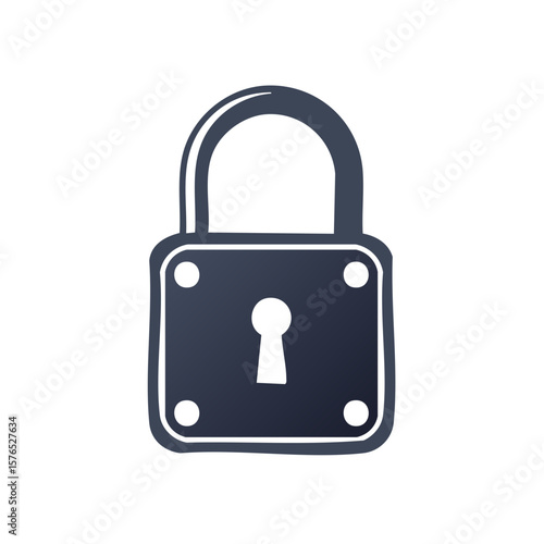 Stylized Dark Blue Padlock Illustration Security and Safety Concept Keyhole Access Privacy Protection