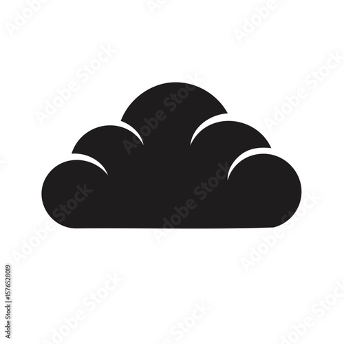 Simple black cloud vector icon for weather forecast and network concept