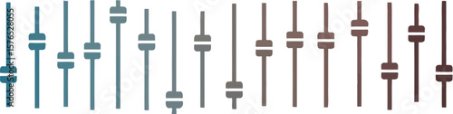 A graphic representation of multiple vertical sliders on a gradient background