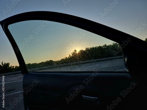 Car door and sunset