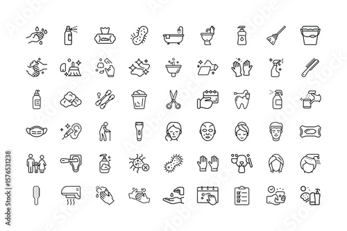 Hygiene and Cleaning Icon Set A Comprehensive Collection of Essential Symbols