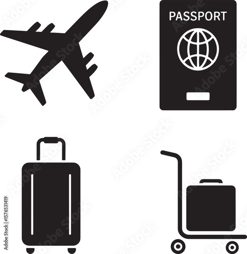 Airplane passport luggage cart travel