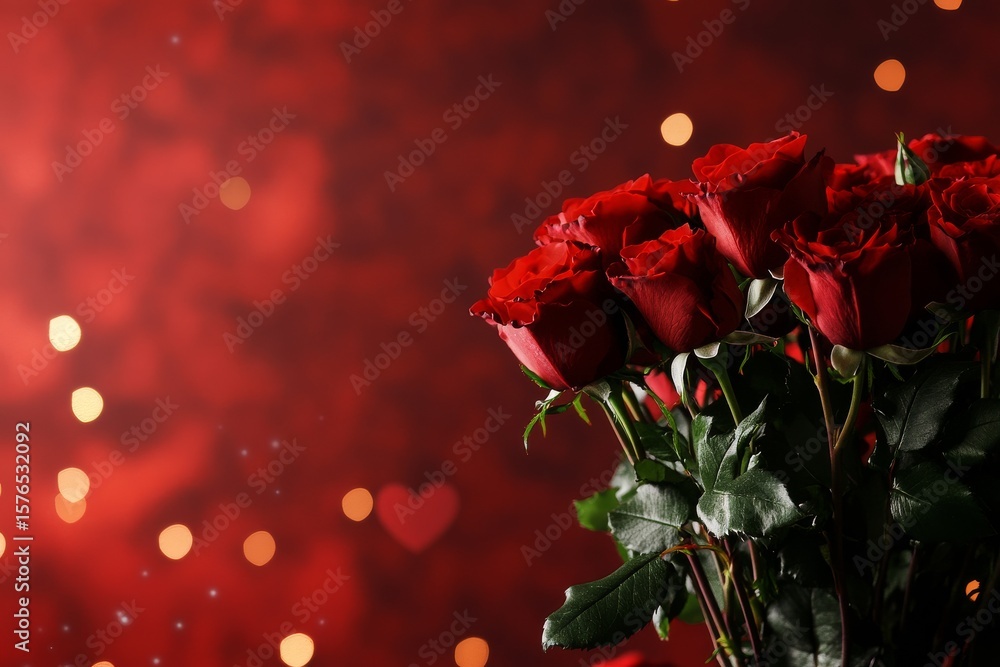 Obraz premium Romantic Red Roses With Hearts and Sparkles for Special Occasions