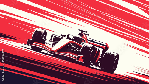 Racing car illustration. Formula one. Motorsport car, speed