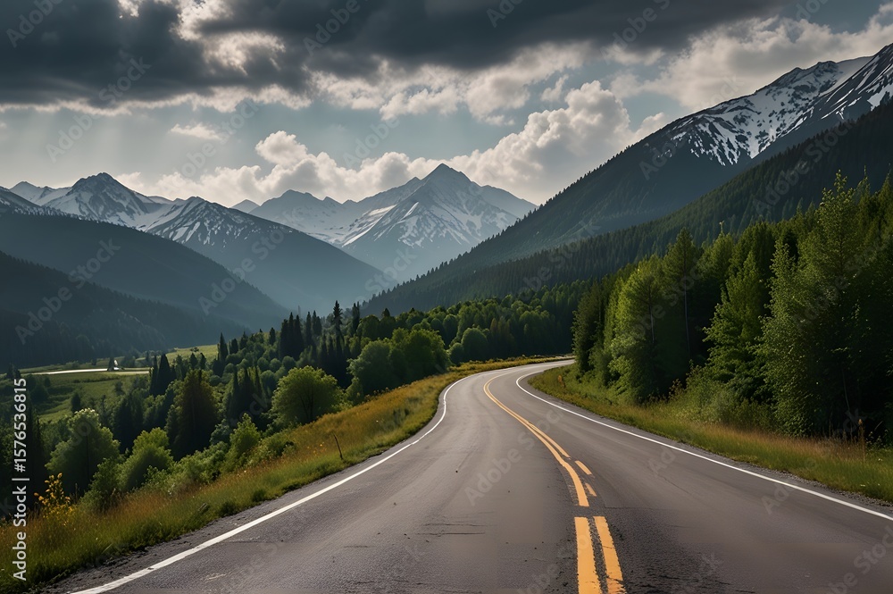 Naklejka premium road in north mountains