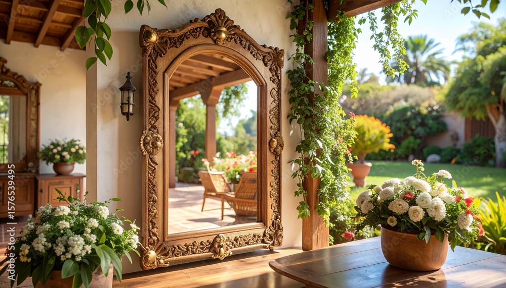 Fototapeta premium Colonial Era Mirror with Brass Accents