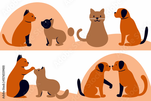 "Cat and Dog Companionship – A Silhouette Collection"