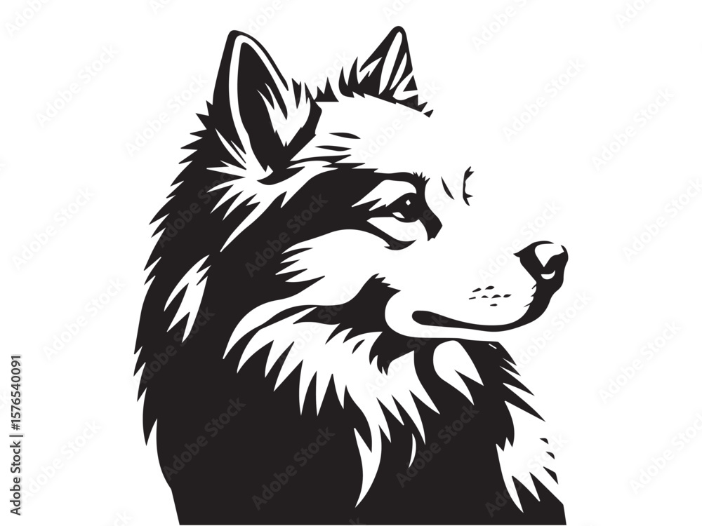 Fototapeta premium Black and White Line Art of a Dog's Profile in Bold Style. Illustration of a Dog Silhouette. 