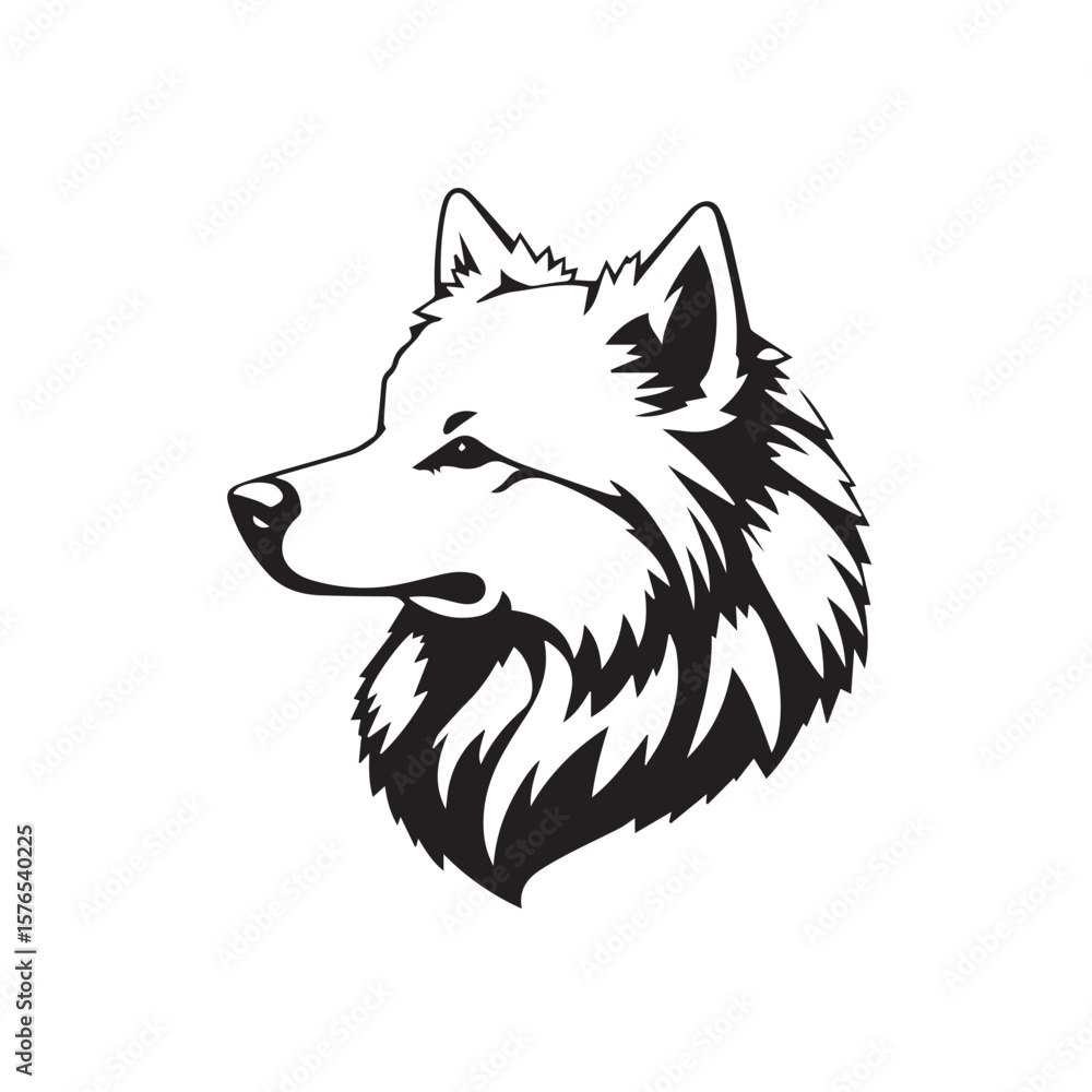Naklejka premium Black and White Line Art of a Dog's Profile in Bold Style. Illustration of a Dog Silhouette. 