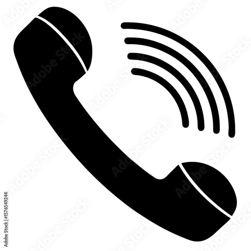 A black silhouette of a ringing telephone handset