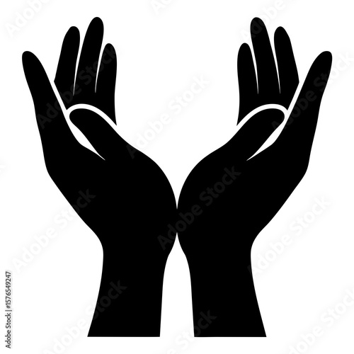 Two open black silhouette hands cupped together
