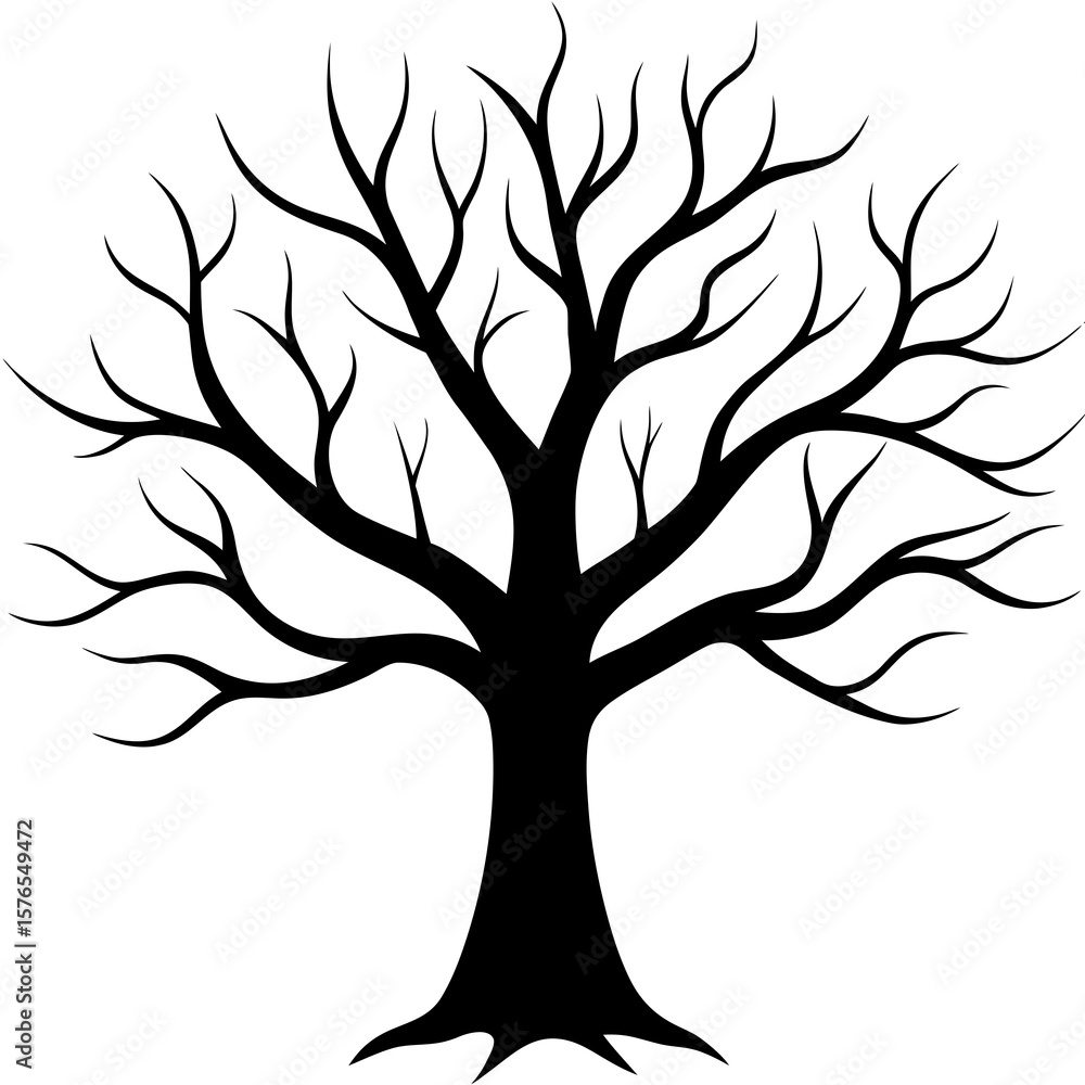 Bare tree silhouette isolated on white background Bare tree silhouette isolated on white background