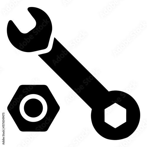 Wrench tool hardware equipment repair mechanic silhouette vector illustration